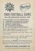 1969 Sun Valley Twisties Football Game Victoria #NNO Peter Hudson Back